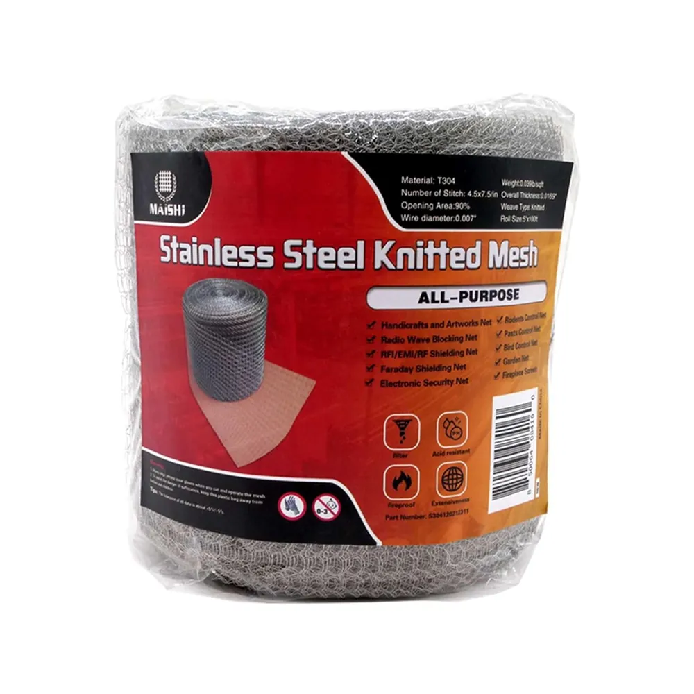MAISHI Knitted 304 Stainless Steel Rodent Mesh, 5 in x 100 ft