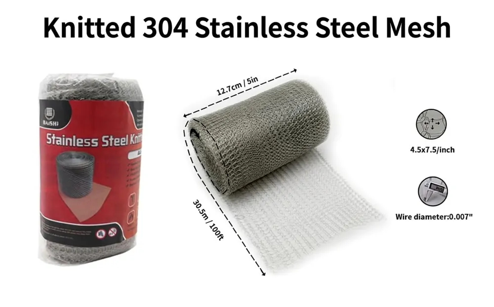 MAISHI Knitted 304 Stainless Steel Rodent Mesh, 5 in x 100 ft - view 4