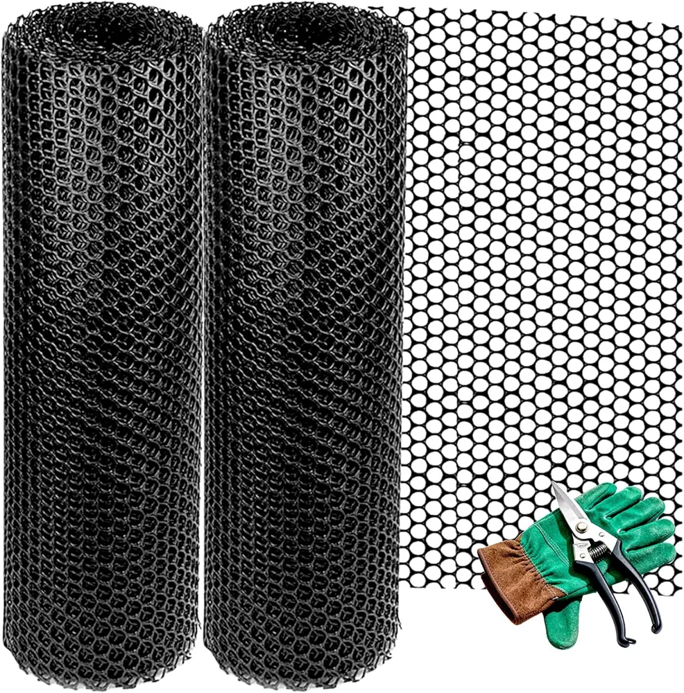 MAISHI Plastic Garden Fencing, 2 Rolls, 15.7 in x 10 ft, 1/2 Inch Mesh