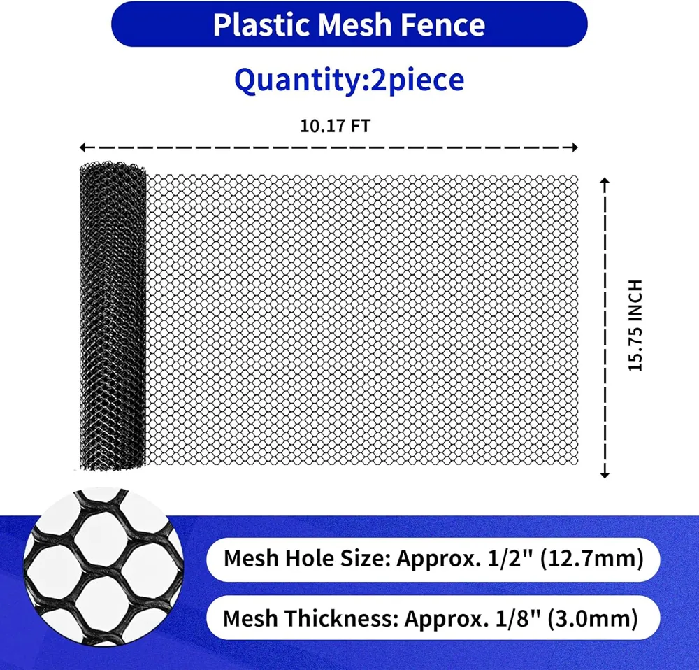 MAISHI Plastic Garden Fencing, 2 Rolls, 15.7 in x 10 ft, 1/2 Inch Mesh - view 3