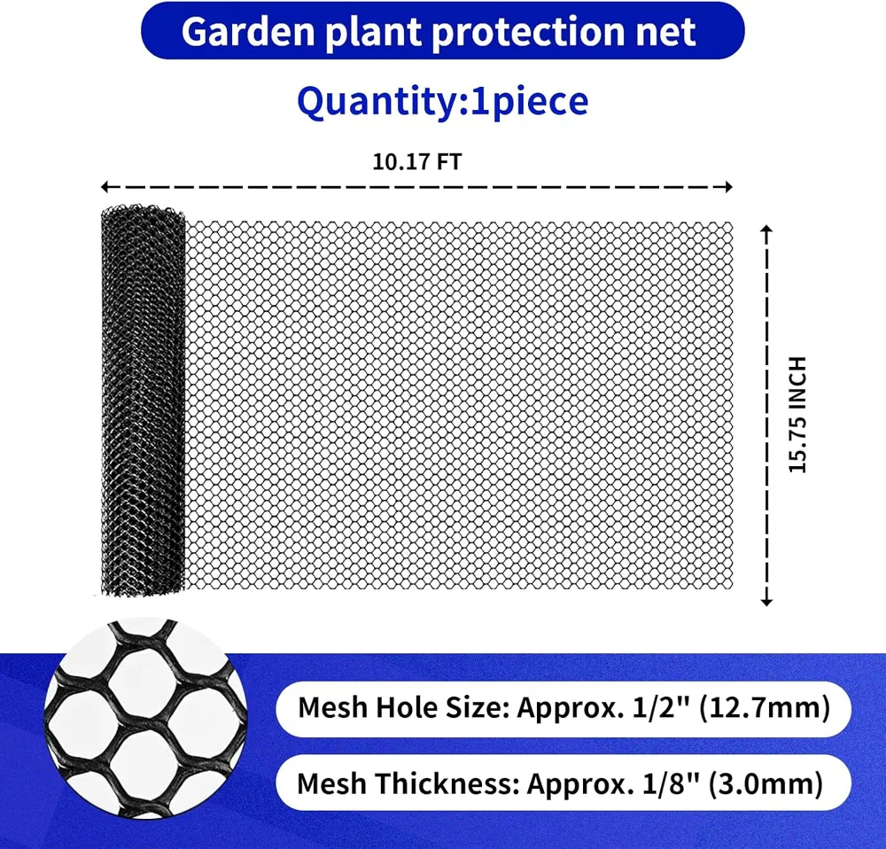MAISHI 1/2 Inch Plastic Garden Netting, 15.7 in x 10 ft, Black - view 2