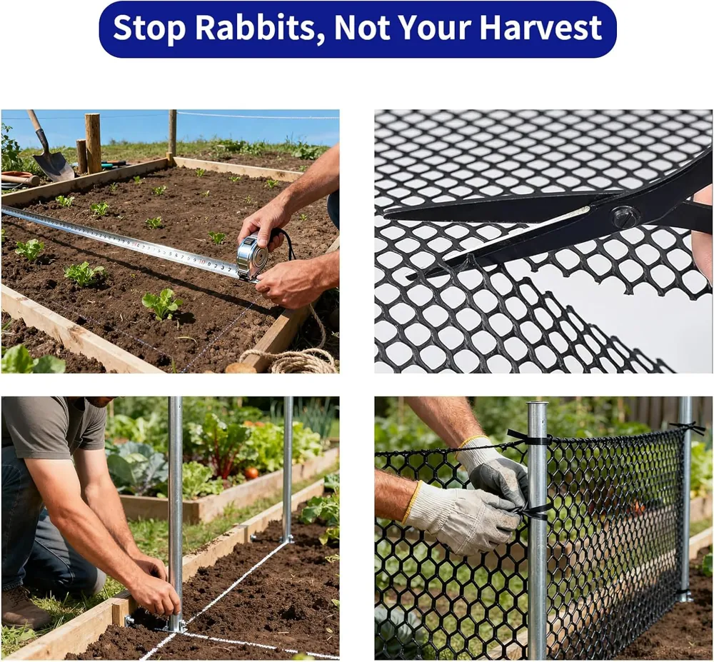 MAISHI 1/2 Inch Plastic Garden Netting, 15.7 in x 10 ft, Black - view 3