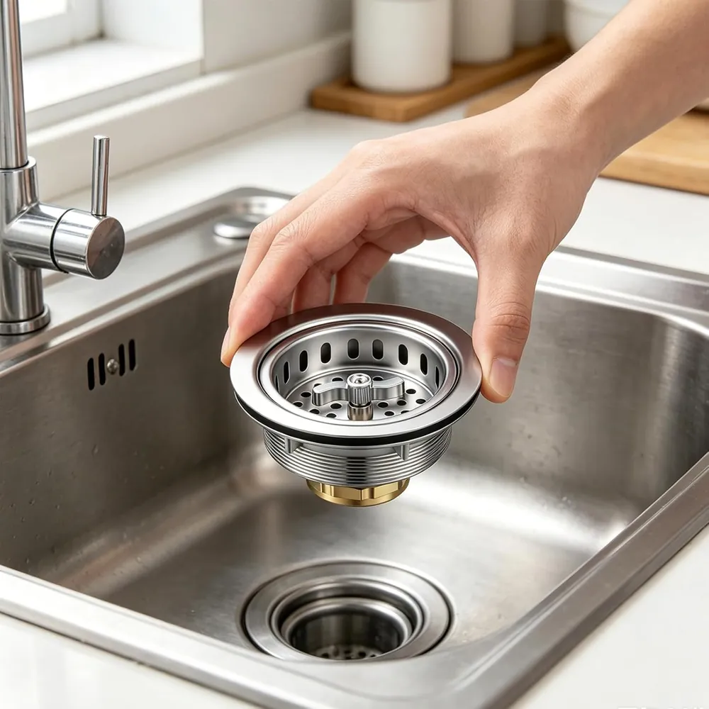 MAISHI 3-1/2 Inch Kitchen Sink Drain Assembly with Twist-Lock Basket Strainer - view 2