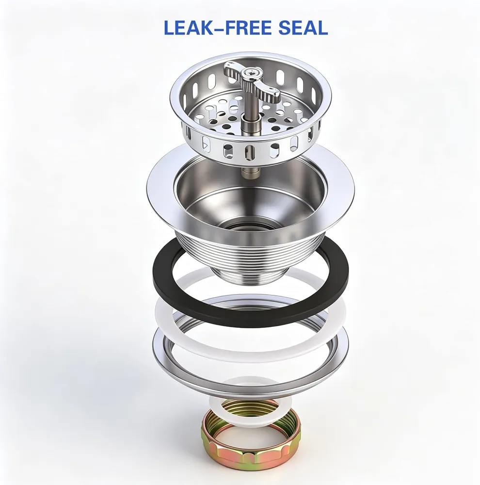 MAISHI 3-1/2 Inch Kitchen Sink Drain Assembly with Twist-Lock Basket Strainer - view 4