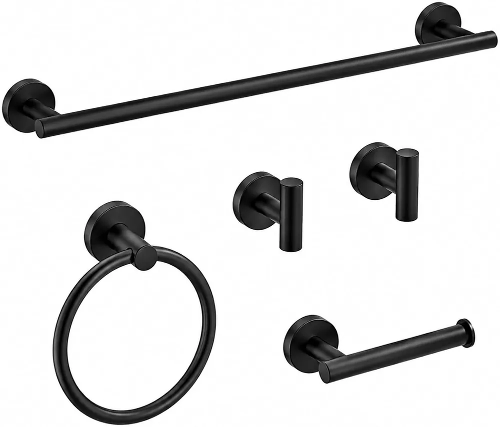 MAISHI Bathroom Hardware Set, 5 Piece, SUS304 Stainless Steel, Matte Black
