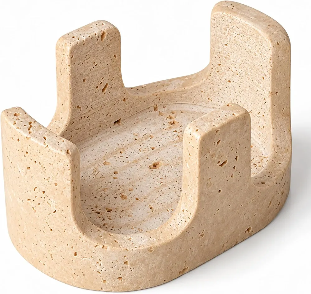 MAISHI Travertine Sponge Holder for Kitchen Sink, 2-in-1