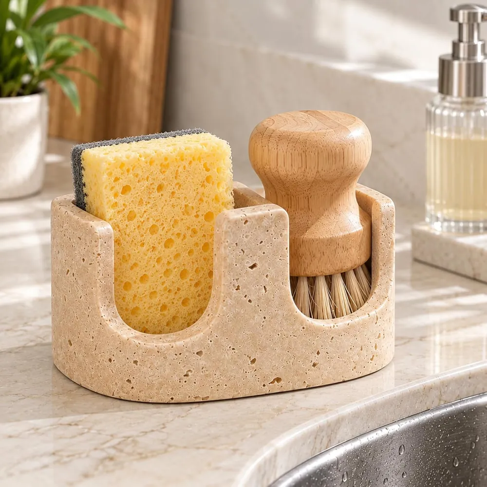 MAISHI Travertine Sponge Holder for Kitchen Sink, 2-in-1 - view 2